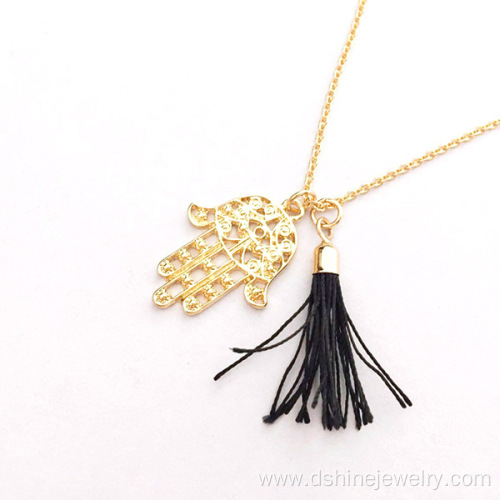 Hand Of Fatima Pendant Tassel Necklaces For Women